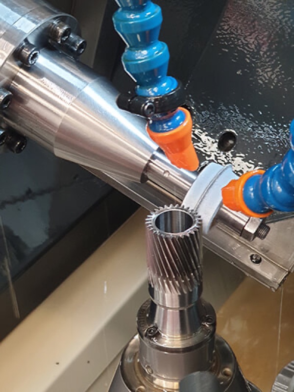 Helical gear being ground on the Höfler VIPER 500 K at Gibbs Gears